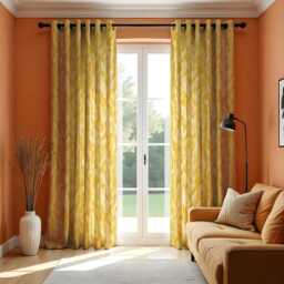 Yellow Honeycomb Curtains, Geometric Made To Measure Drapes, Modern Hexagon Pattern Window Panels For Living Room, Bright & Stylish Decor