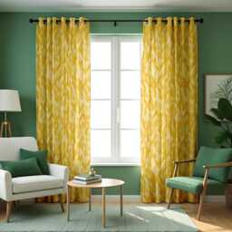 Yellow Honeycomb Curtains, Geometric Made To Measure Drapes, Modern Hexagon Pattern Window Panels For Living Room, Bright & Stylish Decor - thumbnail 2