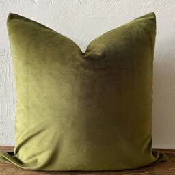 Olive Green Velvet Pillow Cover, Green Pillow, Velvet Cushion, Both Side Same Fabric - thumbnail 2