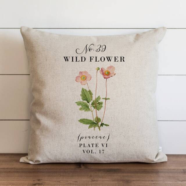 Wild Flower Pillow Cover - 18 X 20 Botanical Floral Herbs Spring Home Decor Summer Throw Garden - image 1