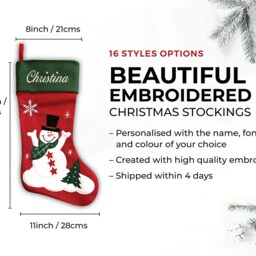 Personalised Christmas Stocking - 14 Designs Embroidered Name - thumbnail 2