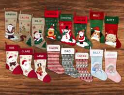 Personalised Christmas Stocking - 14 Designs Embroidered Name