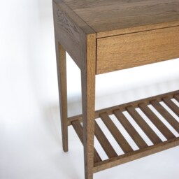 Solid Oak Console Table Entryway Charging Station, Slim Leg Design - thumbnail 3