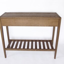 Solid Oak Console Table Entryway Charging Station, Slim Leg Design - thumbnail 2