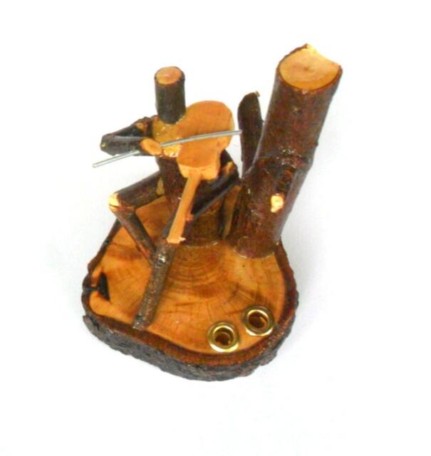 Natural Wood Carving Sculpture Violin Player Handmade Reclaimed Rustic Eco-Friendly Pencil Pen Holder Art Gift - image 1