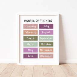 Months Of The Year Educational Print - Playroom Nursery Wall Art - thumbnail 3