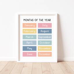 Months Of The Year Educational Print - Playroom Nursery Wall Art - thumbnail 1