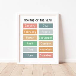 Months Of The Year Educational Print - Playroom Nursery Wall Art - thumbnail 2