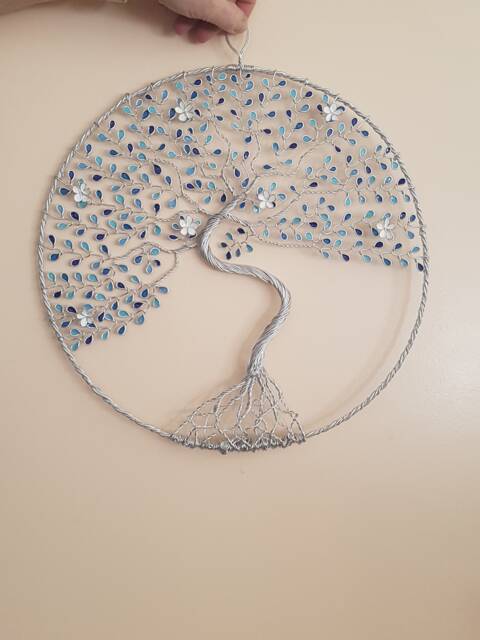 Tree Of Life Decoration. Silver Aluminium Wire. Handmade. Original Gift. Nature. Gift For Her. Celtic. Boho - image 1