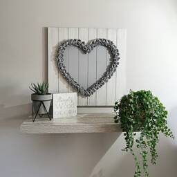 Wooden Rustic Large Rose Heart Plaque Wall Decor Grey 45cm X - thumbnail 2