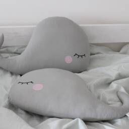 Whale Pillow, Cushion, Nautica Nursery Decor, Gray Baby Gift, Kids Bed, Stuffed Toy, Toddler Boy Ocean Sea Room Teepee - thumbnail 3