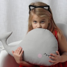 Whale Pillow, Cushion, Nautica Nursery Decor, Gray Baby Gift, Kids Bed, Stuffed Toy, Toddler Boy Ocean Sea Room Teepee - thumbnail 4