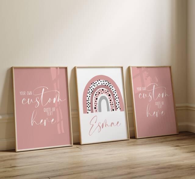 Rainbow Prints, Dalmatian Print Nursery Dusty Pink, Girls Wall Decor, Art, Set Of 3 Prints, Kids Prints - image 1