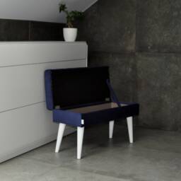 A Bench With Storage Space, A Navy Blue Decorative Bench, & Hall Furniture - thumbnail 3