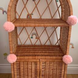 Wicker Bookcase, Wicker Shelf, Cabinet, Kids Interior, Furniture, Bedside Rattan Cabinet - thumbnail 4