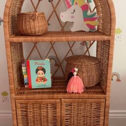 Wicker Bookcase, Wicker Shelf, Cabinet, Kids Interior, Furniture, Bedside Rattan Cabinet - thumbnail 3