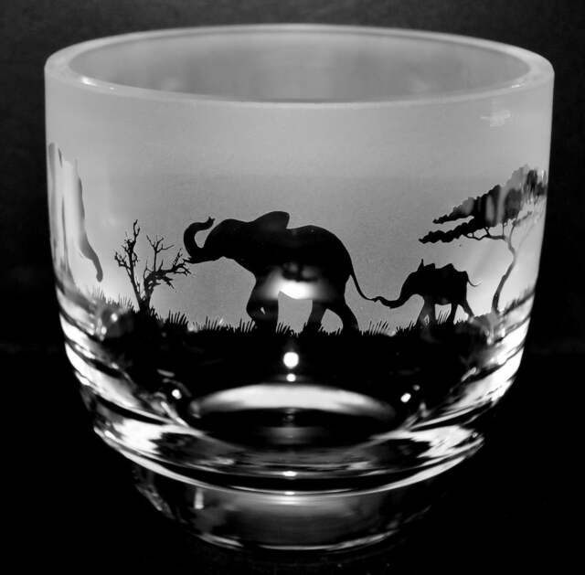 Elephant Candleholder Crystal Glass Candle Holder With Elephant Frieze Design - Perfect For Ball Or Church Pillar Candle - image 1