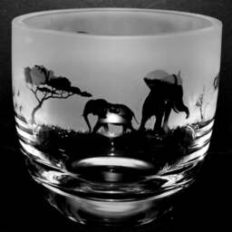 Elephant Candleholder Crystal Glass Candle Holder With Elephant Frieze Design - Perfect For Ball Or Church Pillar Candle - thumbnail 2