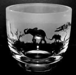 Elephant Candleholder Crystal Glass Candle Holder With Elephant Frieze Design - Perfect For Ball Or Church Pillar Candle - thumbnail 1