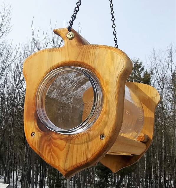 Hanging Acorn Gallon Glass Jar Squirrel Feeder Cedar Wood Tbnup #2Ac - image 1
