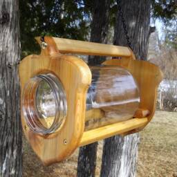 Hanging Acorn Gallon Glass Jar Squirrel Feeder Cedar Wood Tbnup #2Ac - thumbnail 3