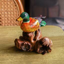 Wooden Bird On Nest 5 Inch/12 cm, Hand Carved Statue, Wood Carving, Unique Figurine, Rustic, Home Decor, Handmade, Housewarming - thumbnail 2