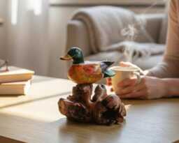 Wooden Bird On Nest 5 Inch/12 cm, Hand Carved Statue, Wood Carving, Unique Figurine, Rustic, Home Decor, Handmade, Housewarming - thumbnail 1