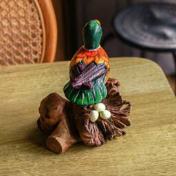 Wooden Bird On Nest 5 Inch/12 cm, Hand Carved Statue, Wood Carving, Unique Figurine, Rustic, Home Decor, Handmade, Housewarming - thumbnail 4