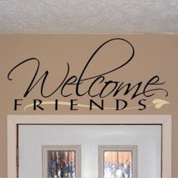 Welcome Friends, Vinyl Wall Art Decal, Entryway Design, Home Entrance Foyer Decor - thumbnail 1