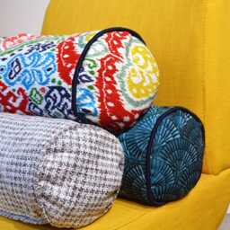 Bolster 50x18cm - Handmade in France Upholstery Fabric - thumbnail 2