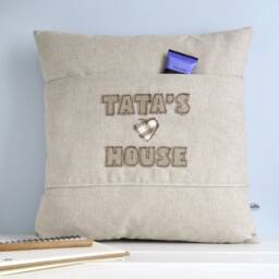 Personalised Embroidered Pocket Cushion Cover For Mum, Grandma - Pillow Gift Birthday Or Mothers Day Reserved Her Linen - thumbnail 3
