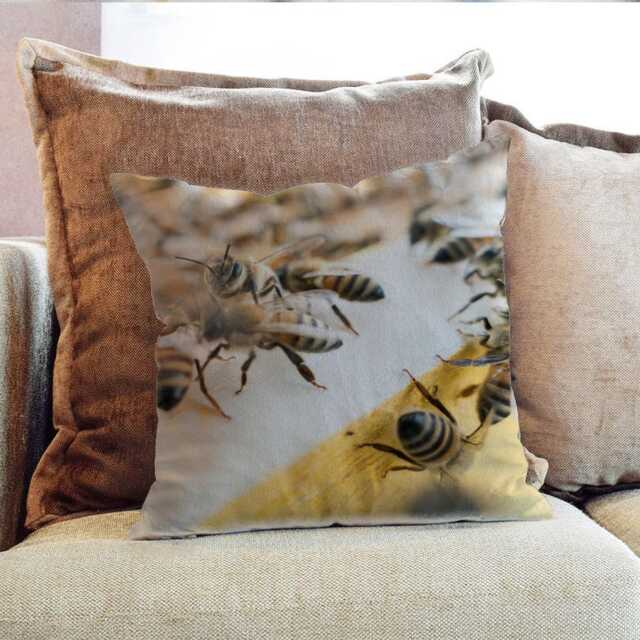 Honey Bees Outdoor Photography - Decorative Pillow Throw Cushion Fabric , Case Cover Or With Filling