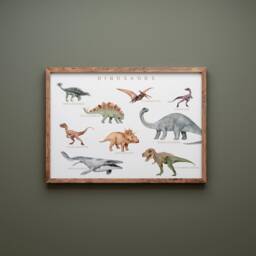 Vertical Watercolor Dinosaur Poster Nursery & Playroom Wall Art - thumbnail 4