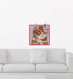 Orange Tabby Cat With Glasses Wall Sticker Decal - Dogs & Pets Stickers, Art, Decals, Kids Animals Decals