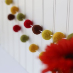 Felt Ball Garland - Wool Nursery Decor Pom Pom Baby Room Fall Autumn Felt - thumbnail 3