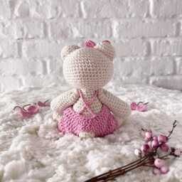 Personalized Handmade Crochet Teddy Bear Toy, Gender Party Decor, Gift For New Mom, Newborn Photo Props - thumbnail 2