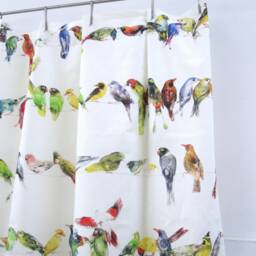 Birdsong Fabric By The Meter Enchanting Bird Print On Chivasso Half-Linen, 3 Colors - thumbnail 3