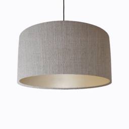 Feather Grey Lampshade in Linen With Champagne Lining - thumbnail 1