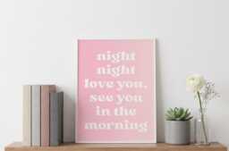 Framed Night Love You Wall Art Typography Print - thumbnail 1