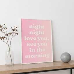 Framed Night Love You Wall Art Typography Print - thumbnail 2