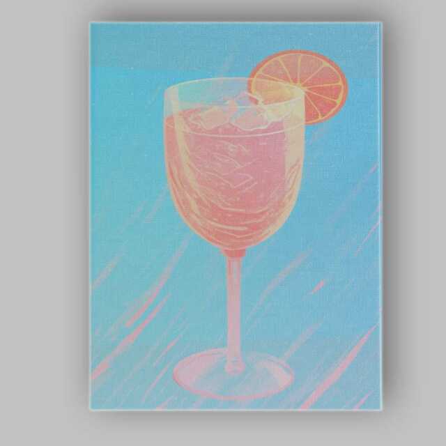 Pink Citrus Cocktail Glass Watercolour Drink Illustration Canvas Wall Art Print Decor Picture Ready To Hang - image 1