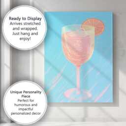 Pink Citrus Cocktail Glass Watercolour Drink Illustration Canvas Wall Art Print Decor Picture Ready To Hang - thumbnail 3
