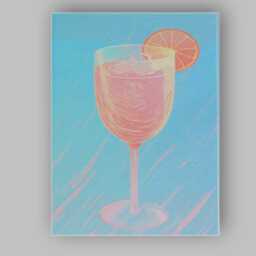Pink Citrus Cocktail Glass Watercolour Drink Illustration Canvas Wall Art Print Decor Picture Ready To Hang