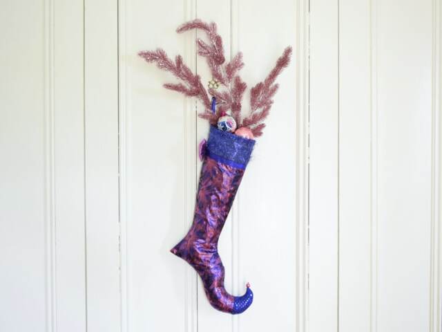 Sequin Christmas Stocking - Pink Royal Blue Elf - image 1