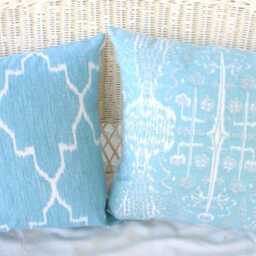 Mist Blue & White Ikat Pillow Cover Lacefield Home Decor Fabric - thumbnail 2