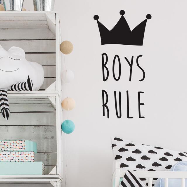 Wall Sticker Boys Rule - Stickers Decal Home Decor Children Art Boy's Bedroom Child's Room - image 1