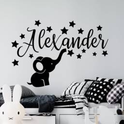 Baby Elephant Custom Boy Name Wall Decal Kids Personalized With Stars Nursery Decor - thumbnail 2