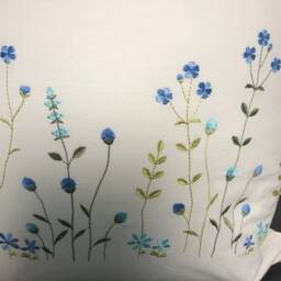 Embroidered Cotton Pillow Cover White Cushion Pillowcase With Blue & Sky Flower Wedding Birthday Easter Housewarming Mother Gift - thumbnail 3