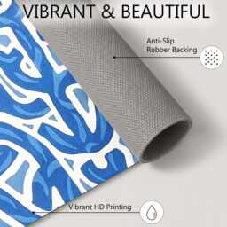 Blue White Abstract Maze Pattern Rug Non-Slip Soft Area Carpet Bedroom Living Room Hallway Mat Decor - Made in UK - thumbnail 4