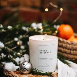 Cocoa Patchouli Soy Candle Sweet Vegan Christmas Gift For Her Eco Friendly Home Fragrance Stocking Stuffer - thumbnail 2